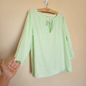 Eileen Fisher Irish linen blouse with tie front size M